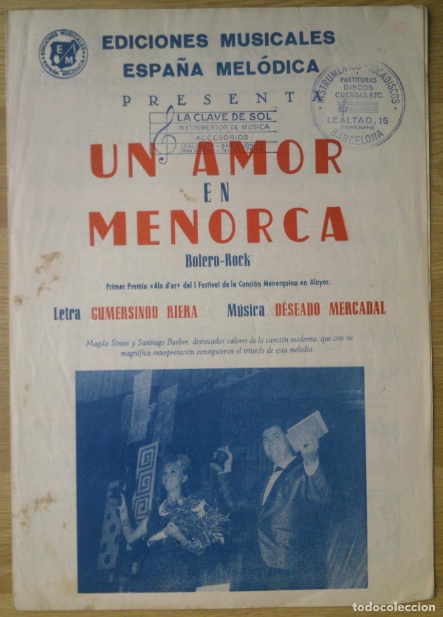 Partituras musicales: PARTITURA 'UN AMOR EN MENORCA' - MAGDA SINTES / SANTIAGO BARBER