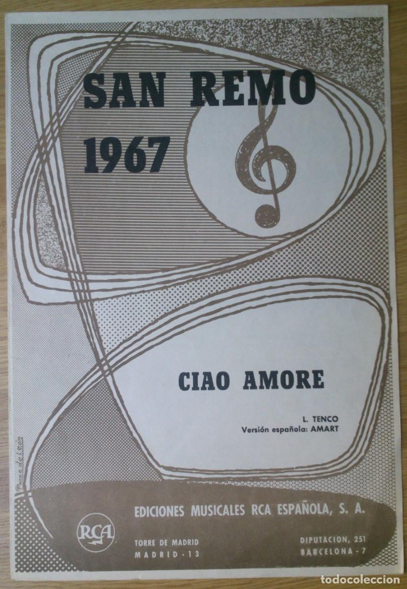 Partituras musicales: PARTITURA 'CIAO AMORE' - L. Tenco