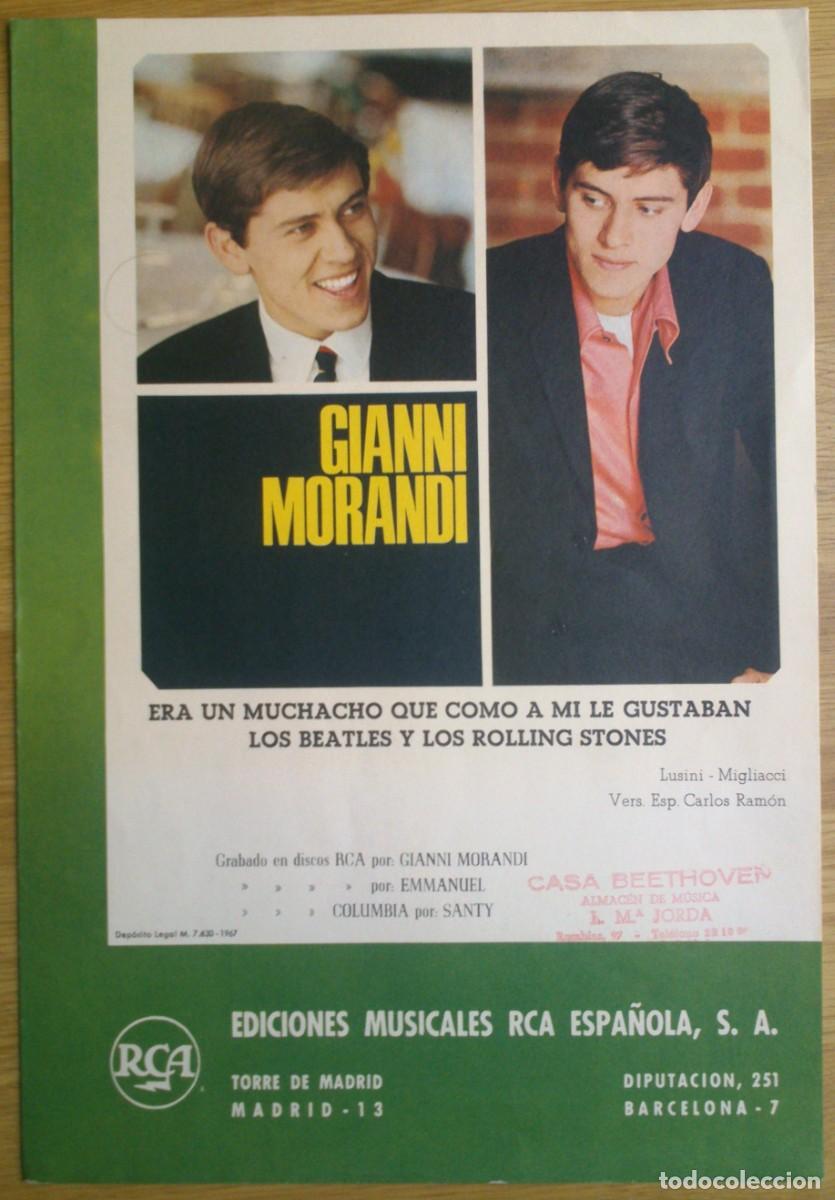 Partituras musicales: PARTITURA 'ERA UN MUCHACHO QUE COMO A MI LE GUSTABAN LOS BEATLES Y LOS ROLLING STONES' - G. MORANDI