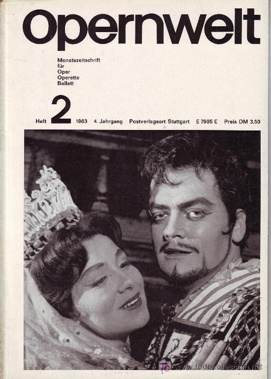 Magazines de musique: opern welt. m&auml;rz 1963  (revista de &oacute;pera en alem&aacute;n)