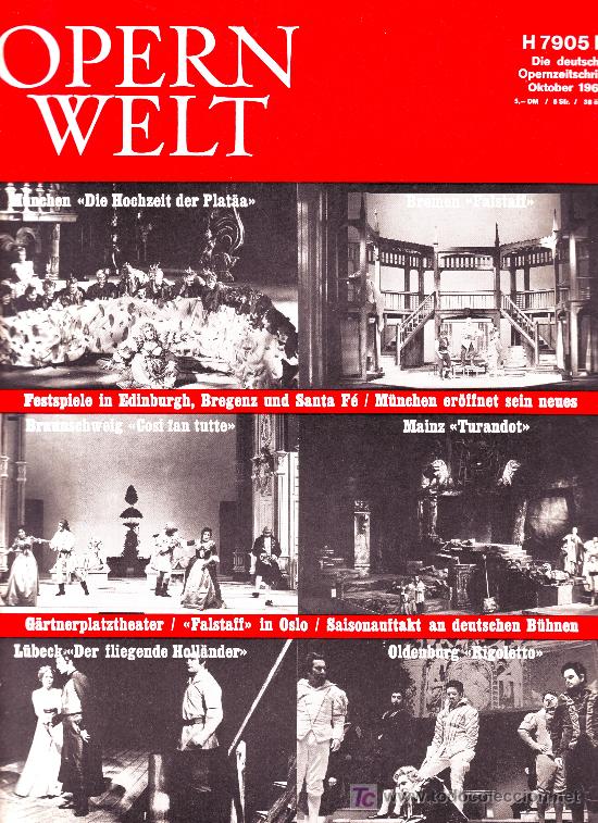 Magazines de musique: opern welt. oktober 1969 (revista de &oacute;pera en alem&aacute;n)