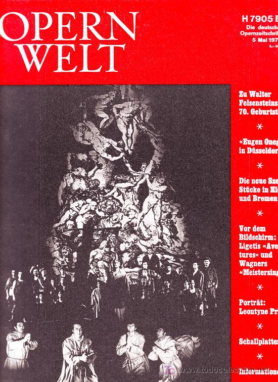 Magazines de musique: opern welt. mai 1971 (revista de &oacute;pera en alem&aacute;n)
