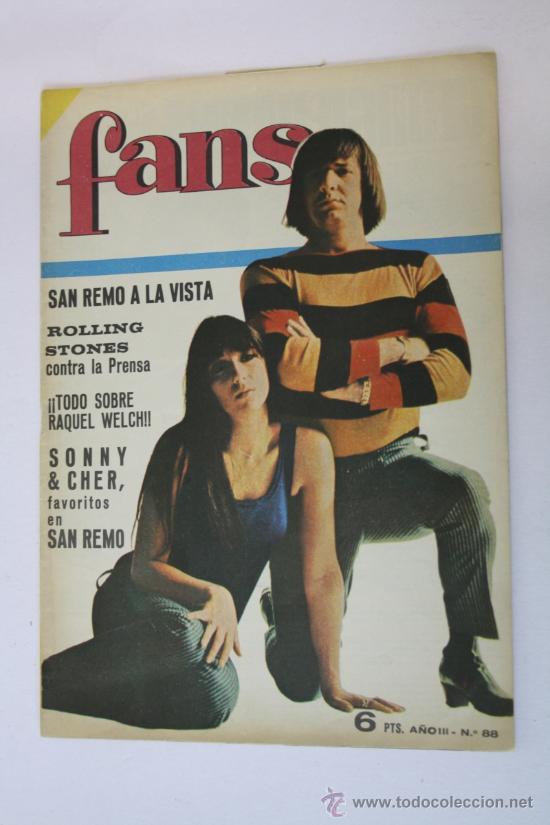 Revistas de m&uacute;sica: Revista Fans A&ntilde;o 1967 A&ntilde;o III N&ordm; 88 - Sonny & Cher - Rolling Stones contra la Prensa