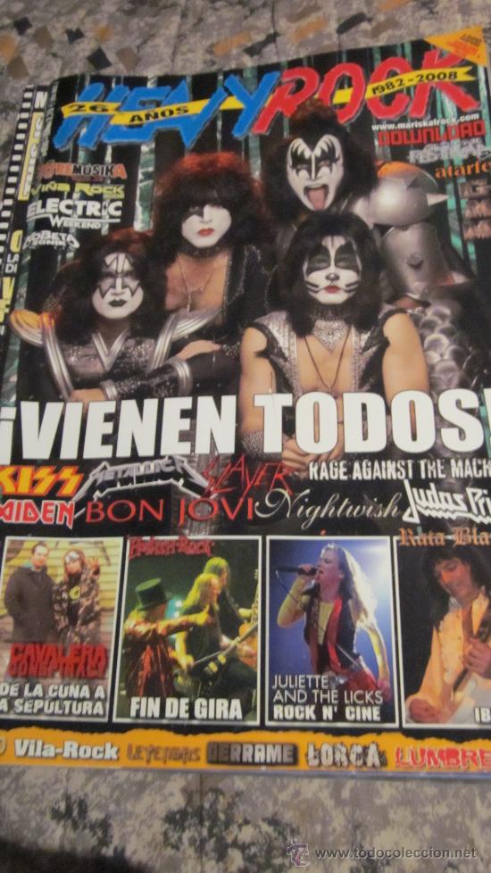 Magazines de musique: HEAVY ROCK N&ordm;295,A&Ntilde;O 2008-PORTADA KISS.CON POSTER DE CAVALERA CONSPIRACY Y RAGE.
