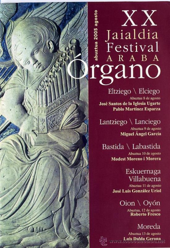 Musikzeitschriften: FOLLETO - XX FESTIVAL ORGANO ALAVA / ARABA 2005 - MUSICA RELIGION