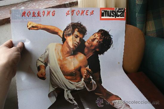 Revistas de m&uacute;sica: ANTIGUO POSTER DE LA REVISTA EL GRAN MUSICAL , EN UNA CARA ROLLING STONES Y PAUL M EN LA OTRA.