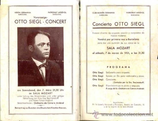 Music magazines: CONCIERTO OTTO SIEGL SALA MOZART BARCELONA (7 III 1931)