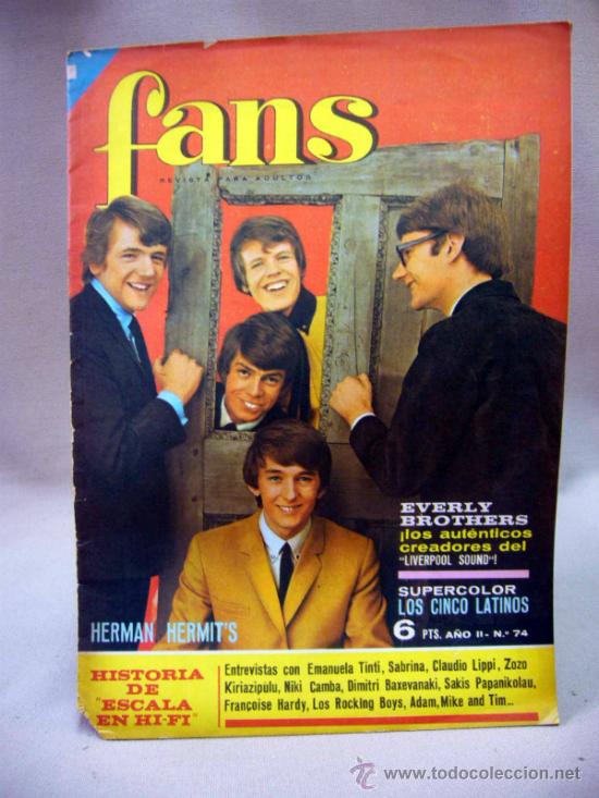 Music magazines: REVISTA, FANS, MUSICA, EVERLY BROTHERS N&ordm; 74, A&Ntilde;O II, 1966