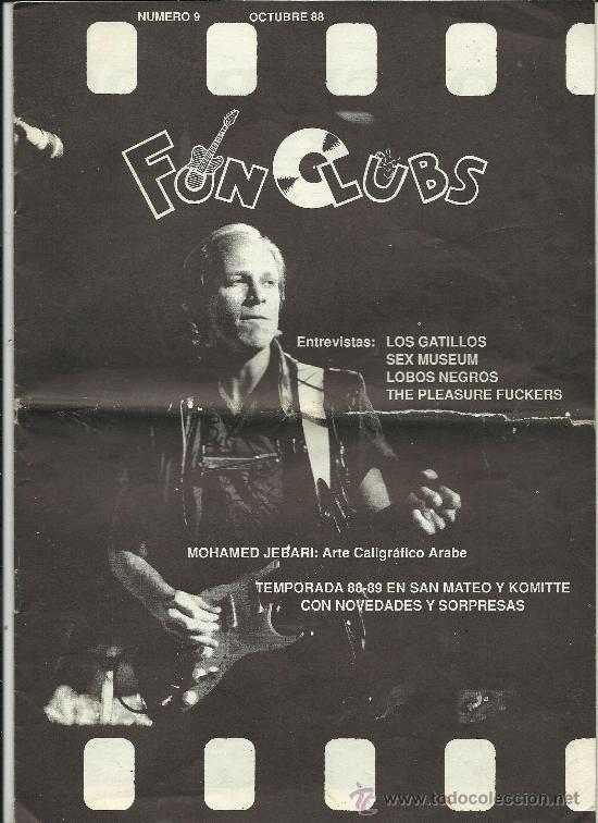 Riviste di musica: REVISTAL MUSICAL ROCK  MADRID 1988 N&ordm; 9 FUN CLUB EDITADA SN MATEO 6 Y KOMITE  15 PG
