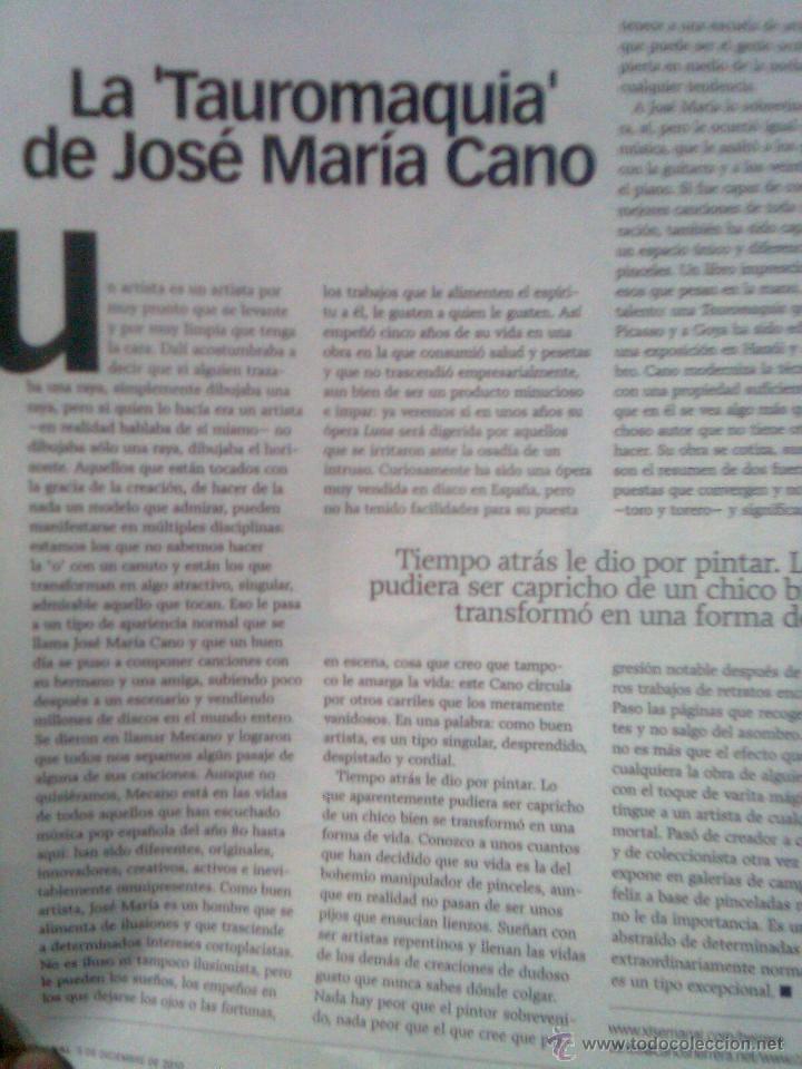 Revistas de m&uacute;sica: Mecano - Art&iacute;culo La Tauromaquia de Jose Mar&iacute;a Cano de Carlos Herrera - Reproduccion 2011