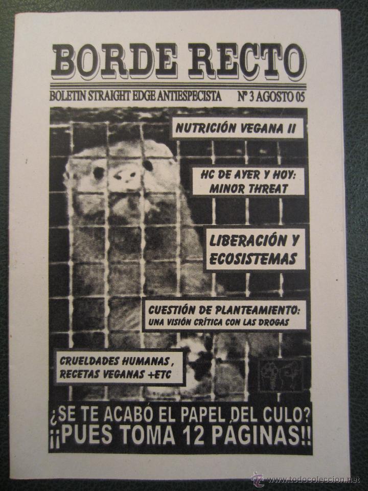Magazines de musique: FANZINE BORDE RECTO BOLETIN STRAIGHT EDGE ANTIESPECISTA HARDCORE N&ordm;3 MINOR THREAT