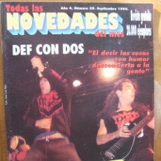 Revistas de música: NOVEDADES NRO 39 SEP 1996. DEF CON DOS,METALLICA,MOTORHEAD,NEIL YOUNG,PRINCE,AC/DC, ...