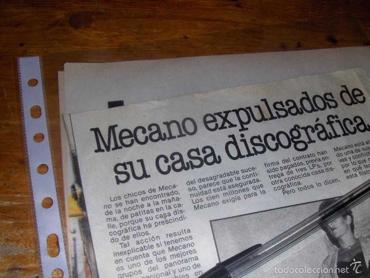 Revistas de m&uacute;sica: MECANO EXPULSADOS DE SU CASA DISCOGRAFICA, REPORTAJE GRAFICO 1 PAGINA.