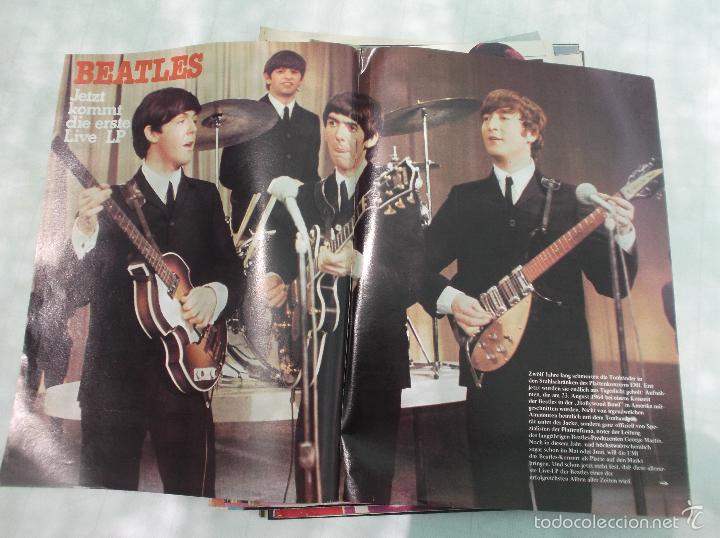 Revistas de m&uacute;sica: foto poster revista desconocida en aleman,empalmada por el centro, the beatles