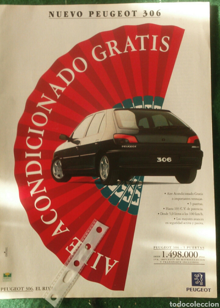 Revistas de m&uacute;sica: Publicidad automovil Peugeot 306
