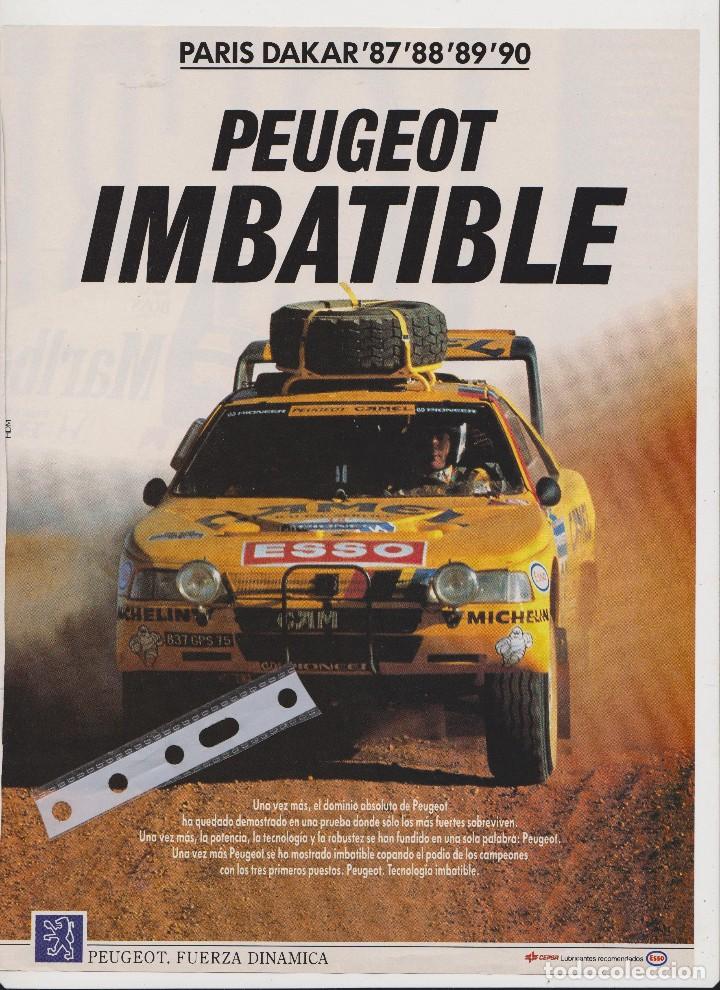 Revistas de m&uacute;sica: Publicidad automovil Peugeot Rally  Paris Dakar