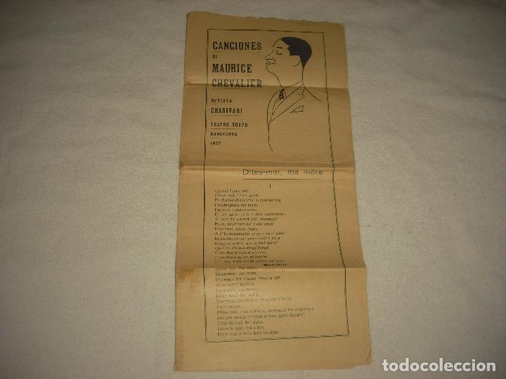 Musikzeitschriften: REVISTA CHARIVARI . CANCIONES DE MAURICE CHEVALIER . TEATRO NUEVO 1927, BARCELONA . 32 CM .