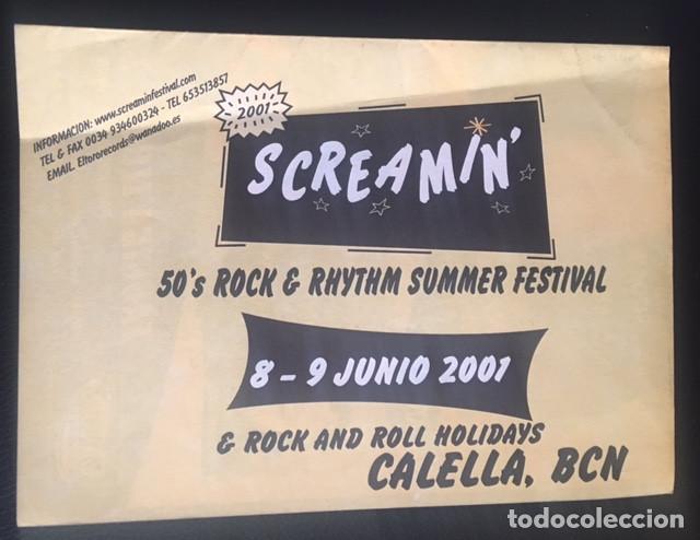 Music magazines: cartel desplegable del festival screaming 50's rock & rhythm summer festival 2001 calella