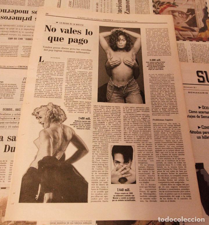 Magazines de musique: Hoja publicidad - Articulo Revista Cronica  - El Mundo - Madonna, Prince Latoya Jackson - A&ntilde;o 1995
