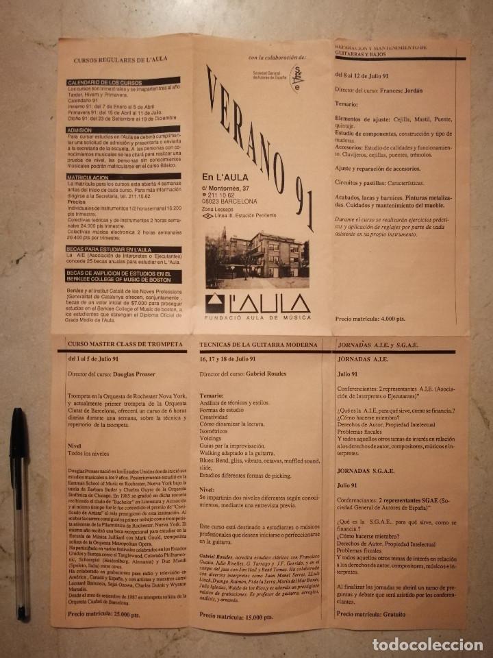 Magazines de musique: FOLLETO PUBLICITARIO ORIGINAL - L AULA FUNDACION LESSEPS - MUSICA - BARCELONA A&Ntilde;O 1991