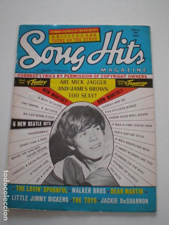 Revistas de m&uacute;sica: SONG HITS -MARCH 1966 // REVISTA POP ROCK BEAT GARAGE ROLLING STONES THE TOYS BYRDS...