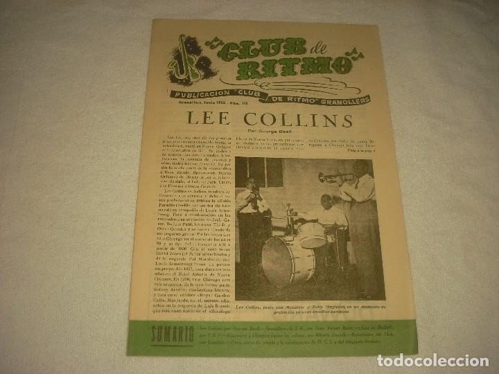 Revistas de m&uacute;sica: CLUB DE RITMO N&ordm; 110, JUNIO 1955 . EN PORTADA LEE COLLINS.