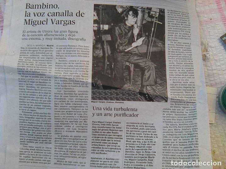 Music magazines: Bambino - La voz canalla de de Miguel Vargas - recorte Diario el pa&iacute;s 1-06-18