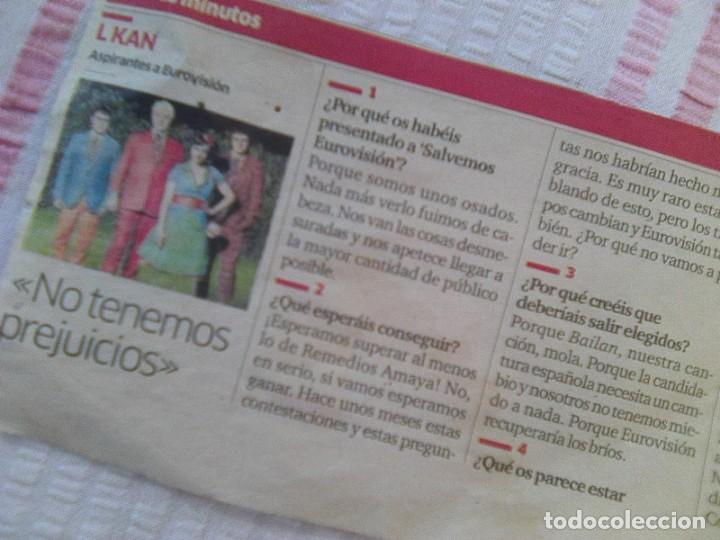 Revistas de m&uacute;sica: L - Kan - semifinales salvemos eurovision - recorte dominical del diario monta&ntilde;&eacute;s - mayo 2008