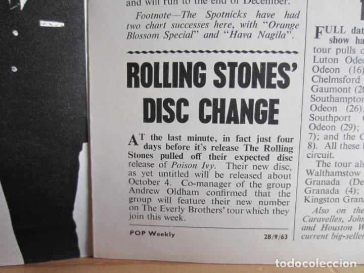 Revistas de m&uacute;sica: 1963-ROLLING STONES ANUNCIANDO NUEVO DISCO EN SU PRIMERA GIRA CON EVERLY BROTHERS.BEATLES.ELVIS