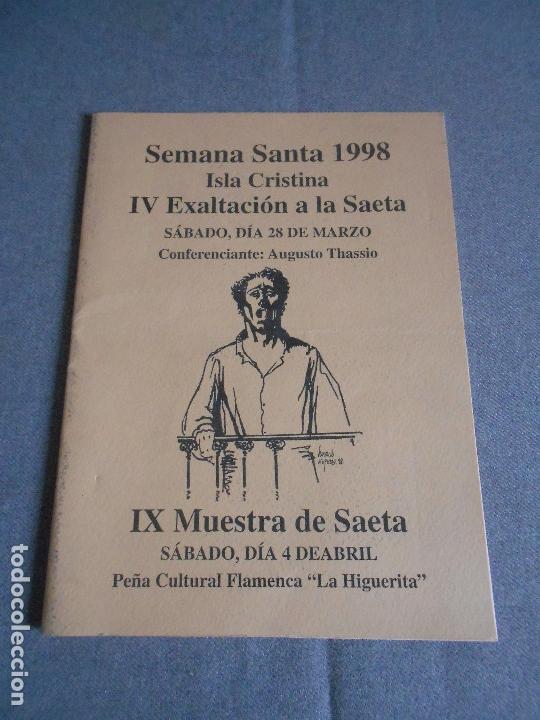 Revistas de m&uacute;sica: PROGRAMA DE ACTIVIDADES. SEMANA SANTA 1998. IV EXALTACION DE LA SAETA