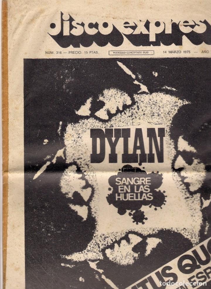 Revistas de m&uacute;sica: Disco Expr&eacute;s 14 de marzo de 1975 - Bob Dylan: Sangre en las huellas