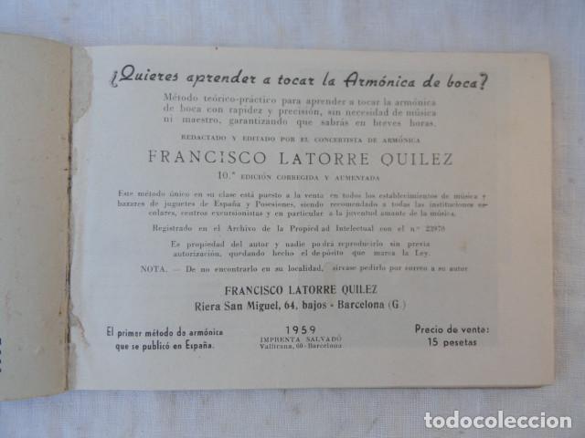 Revistas de m&uacute;sica: MANUAL LIBRO LIBRITO - COMO APRENDER A TOCAR LA ARM&Oacute;NICA - . A&Ntilde;O 1959. - Foto 2