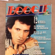 Revistas de música: BOOGIE N°1 (OCTUBRE ‘88). DEVO, KEITH RICHARDS, U2, MECANO, FOTOGRAFÍA LOQUILLO EN AGENDA. Lote 175286293