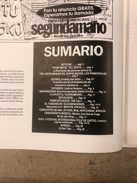 Revistas de música: EL TUBO N° 5 (OCT/NOV. ‘89). JOTAKIE, SURFIN BICHOS, METALLICA, RADIO FUTURA, LOS PRIMORDIALES, LOQU - Foto 2 - 175301459