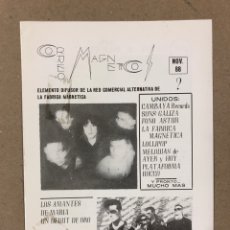 Revistas de música: CORREO MAGNÉTICO (NOV. 1988). HISTÓRICO FANZINE ORIGINAL. SEGURIDAD SOCIAL, NIKIS, LOS DRAMÁTICOS,..