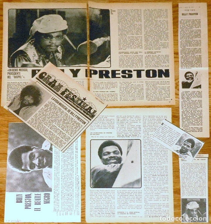 Music magazines: BILLY PRESTON 1970s lote prensa spain clippings magazine articles photos beatles apple revista