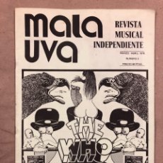 Revistas de música: MALA UVA. REVISTA MUSICAL INDEPENDIENTE Nº 3 ( MADRID 1978). FANZINE: THE WHO, ICEBERG, CENSURA A SI. Lote 183490832