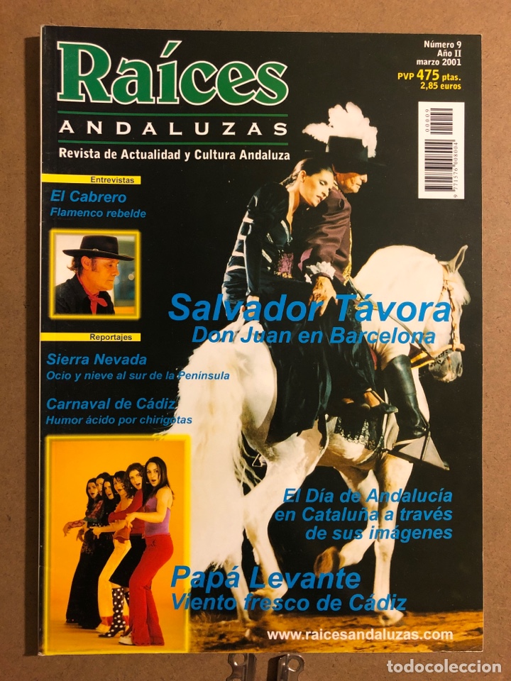 Revistas de m&uacute;sica: RA&Iacute;CES ANDALUZAS N&deg; 9 (MARZO 2001). PAPA LEVANTE, EL CABRERO, SALVADOR T&Aacute;VORA, CARNAVAL DE C&Aacute;DIZ,...