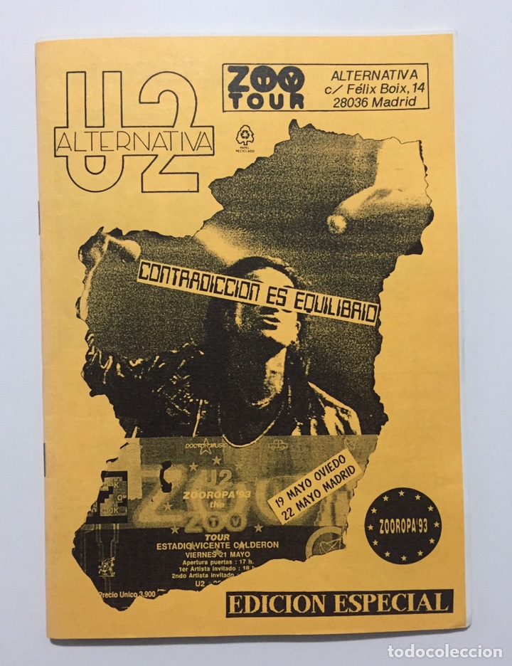 Revistas de m&uacute;sica: U2 ALTERNATIVA - FANZINE REVISTA CLUB DE FANS - EDICION ESPECIAL ZOO TOUR
