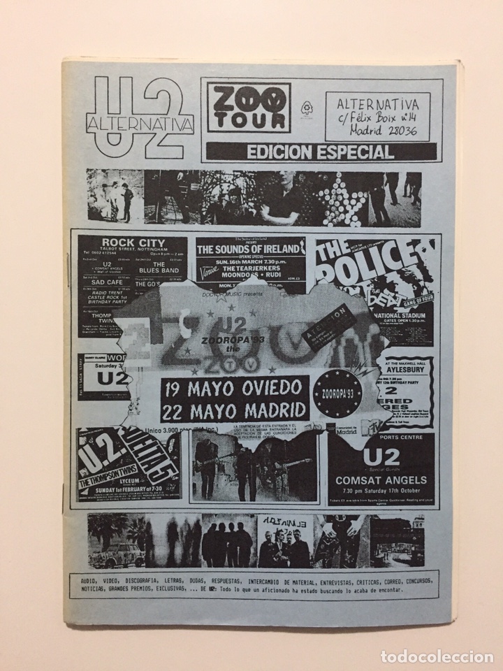 Revistas de m&uacute;sica: U2 ALTERNATIVA - FANZINE REVISTA CLUB DE FANS - EDICI&Oacute;N ESPECIAL ZOO TOUR