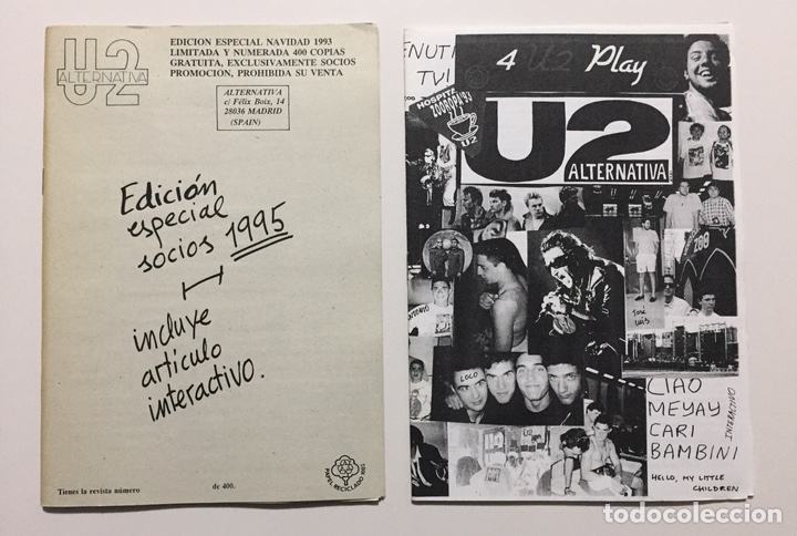 Revistas de m&uacute;sica: U2 ALTERNATIVA - REVISTA CLUB DE FANS - ED. ESPECIAL NAVIDAD 1993 - INCLUYE ART&Iacute;CULO INTERACTIVO