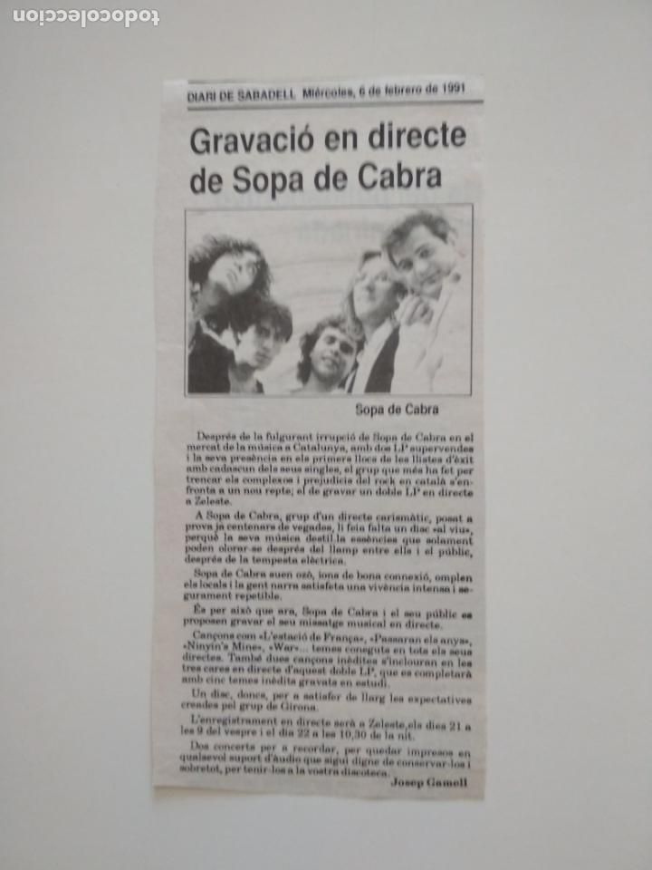 Magazines de musique: RETALLS DE PREMSA DE SOPA DE CABRA ANYS 90