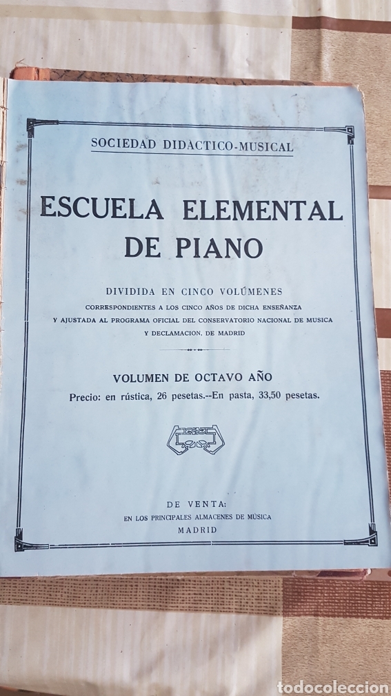 Revistas de m&uacute;sica: Antiguo libro partituras escuela superior piano octavo a&ntilde;o