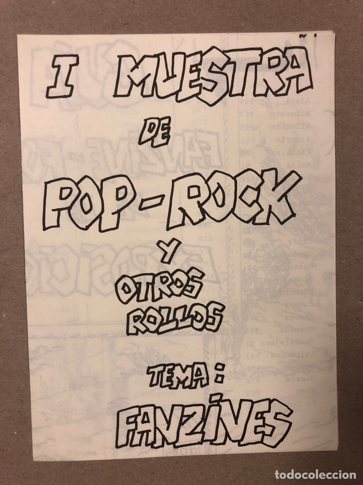 Magazines de musique: I MUESTRA DE POP ROCK Y OTROS ROLLOS TEMA:FANZINES. (BILBAO). FOLLETO. PRIMEROS A&Ntilde;OS 80.