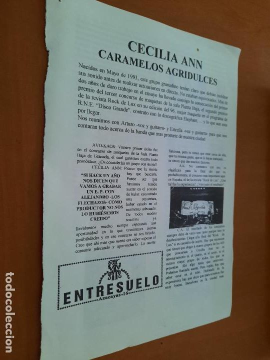 Magazines de musique: CECILIA ANN. ENTREVISTA EN LA REVISTA AVOKAOS. GRAPA. 4 P&Aacute;GINAS. BUEN ESTADO.
