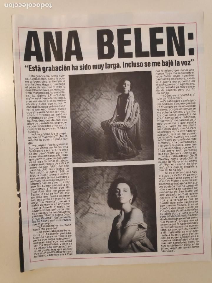 Revistas de m&uacute;sica: NTC RECORTE ANA BELEN 1 HOJA 1 PAGINA 2 FOTOS BYN