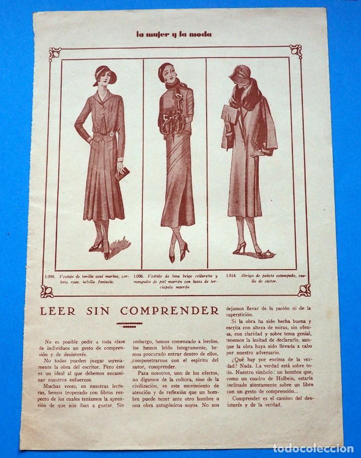 Music magazines: HOJA DE LA REVISTA DE MODA A&Ntilde;OS 30: LA MUJER Y LA MODA. AL DORSO PARTITURA. TANGO.BLANCAZUL