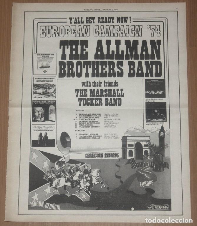 Magazines de musique: THE ALLMAN BROTHERS BAND Full Page 1974 European Campaign '74 Ad Advert Poster