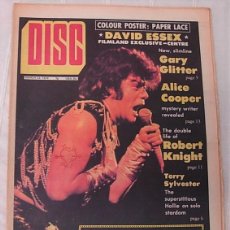 Revistas de música: DISC PERIÓDICO MUSICAL INGLÉS 1974 GARY GLITTER PAPER LACE BAD COMPANY ALICE COOPER BRIAN ENO RARO!!