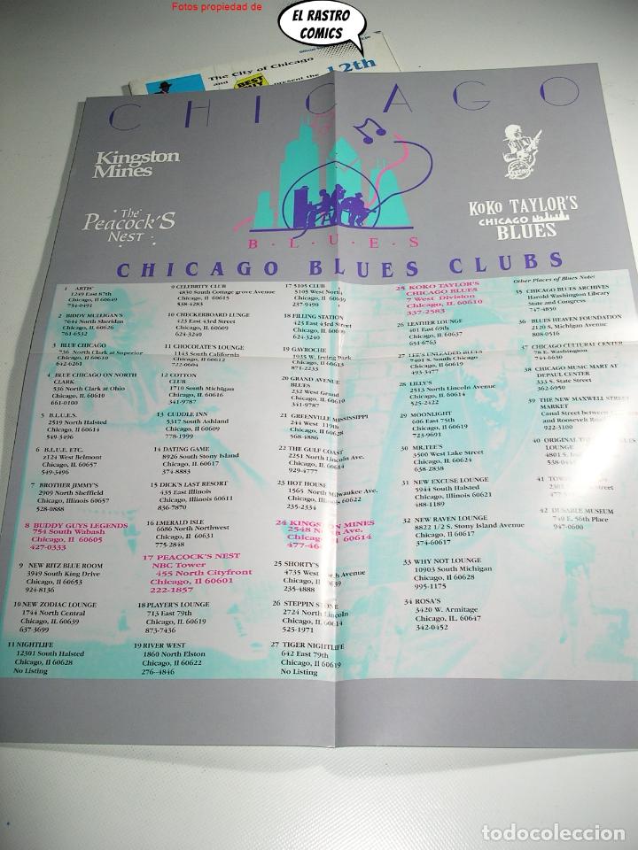 Magazines de musique: Chicago Blues Clubs, Poster con listado de garitos, locales y direcciones, 51x41 cm , C8